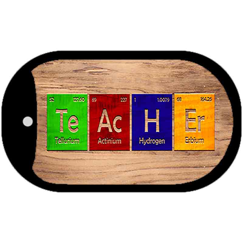 Teacher Periodic Table Wood Novelty Metal Dog Tag Necklace DT-12192