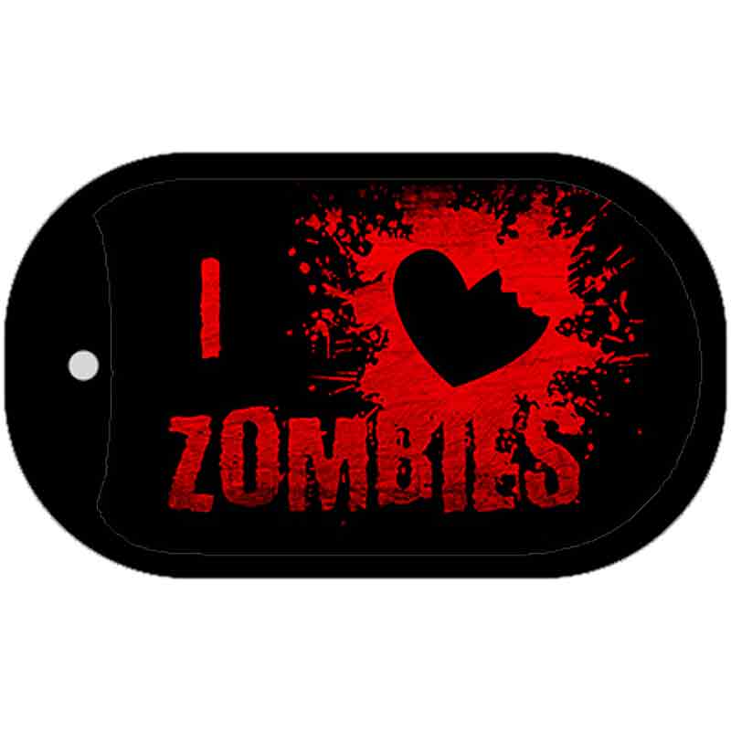 I Love Zombies Novelty Metal Dog Tag Necklace DT-12265