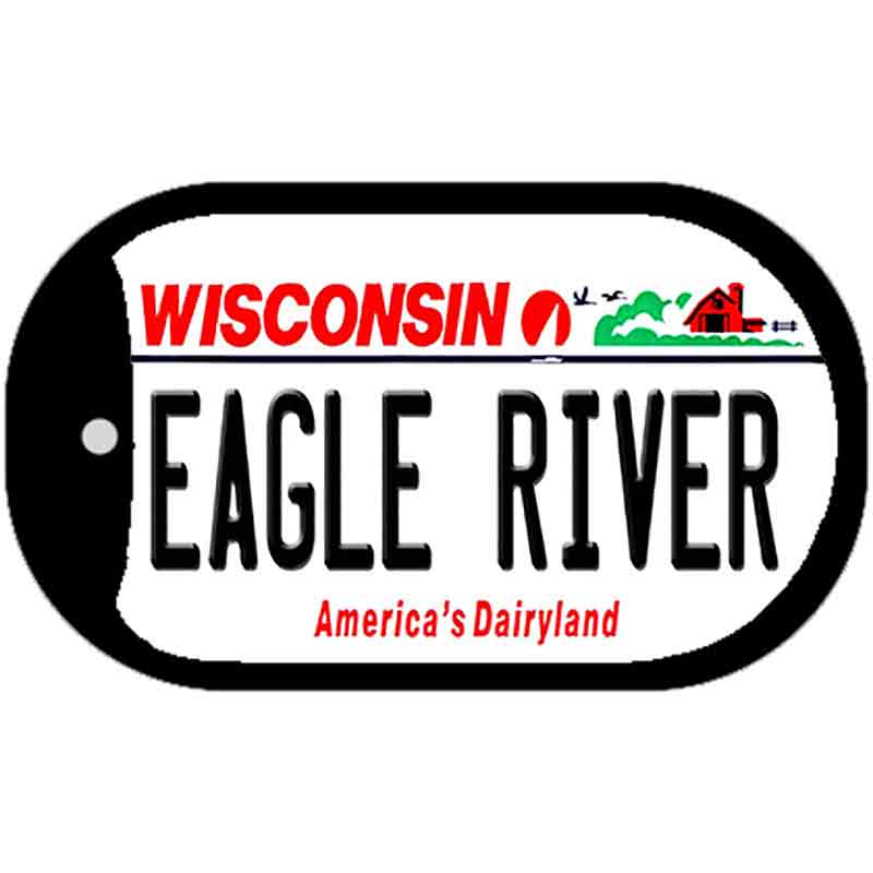 Wisconsin Eagle River Novelty Metal Dog Tag Necklace DT-12282