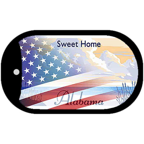 Alabama with American Flag Novelty Metal Dog Tag Necklace DT-12329