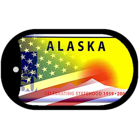 Alaska with American Flag Novelty Metal Dog Tag Necklace DT-12330