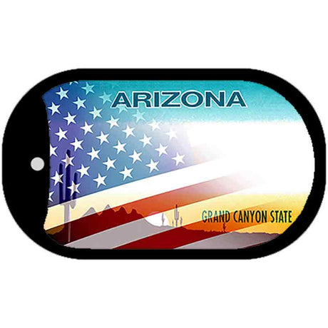 Arizona with American Flag Novelty Metal Dog Tag Necklace DT-12331