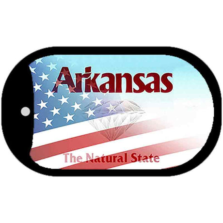 Arkansas with American Flag Novelty Metal Dog Tag Necklace DT-12332