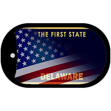 Delaware with American Flag Novelty Metal Dog Tag Necklace DT-12337