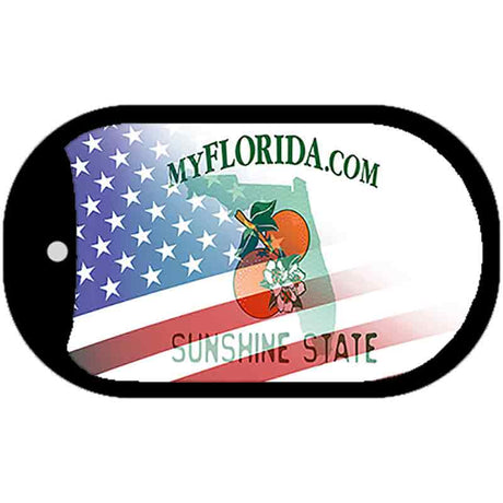 Florida with American Flag Novelty Metal Dog Tag Necklace DT-12338