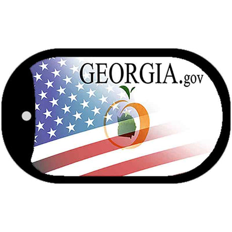 Georgia with American Flag Novelty Metal Dog Tag Necklace DT-12339