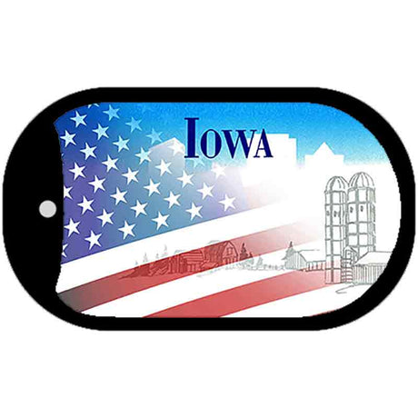 Iowa with American Flag Novelty Metal Dog Tag Necklace DT-12344