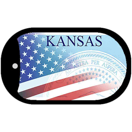 Kansas with American Flag Novelty Metal Dog Tag Necklace DT-12345