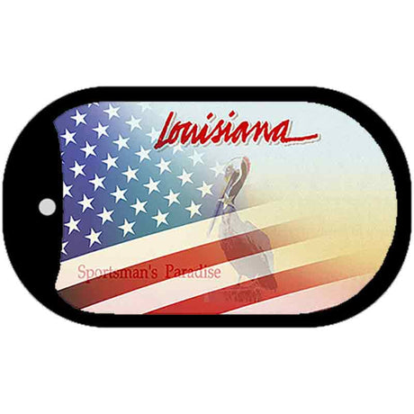 Louisiana with American Flag Novelty Metal Dog Tag Necklace DT-12347