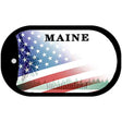 Maine with American Flag Novelty Metal Dog Tag Necklace DT-12348