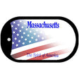 Massachusetts with American Flag Novelty Metal Dog Tag Necklace DT-12350