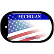 Michigan with American Flag Novelty Metal Dog Tag Necklace DT-12351