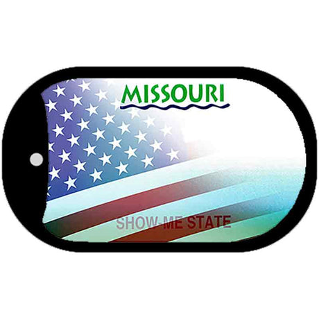 Missouri with American Flag Novelty Metal Dog Tag Necklace DT-12354