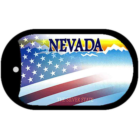 Nevada with American Flag Novelty Metal Dog Tag Necklace DT-12357