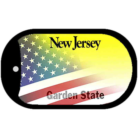 New Jersey with American Flag Novelty Metal Dog Tag Necklace DT-12360