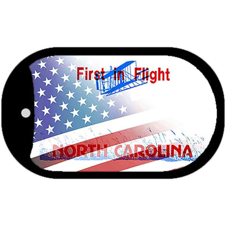 North Carolina with American Flag Novelty Metal Dog Tag Necklace DT-12362