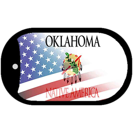 Oklahoma with American Flag Novelty Metal Dog Tag Necklace DT-12365