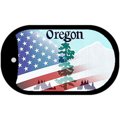 Oregon with American Flag Novelty Metal Dog Tag Necklace DT-12366