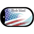 Rhode Island with American Flag Novelty Metal Dog Tag Necklace DT-12368