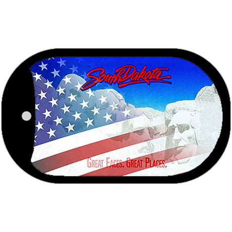 South Dakota with American Flag Novelty Metal Dog Tag Necklace DT-12370