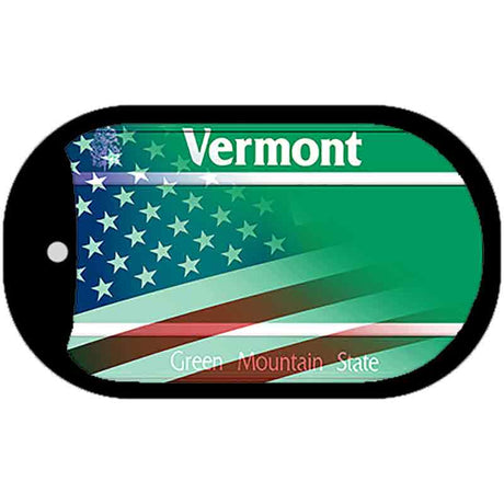 Vermont with American Flag Novelty Metal Dog Tag Necklace DT-12374