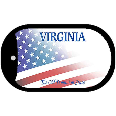 Virginia with American Flag Novelty Metal Dog Tag Necklace DT-12375