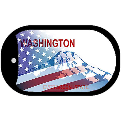 Washington with American Flag Novelty Metal Dog Tag Necklace DT-12376