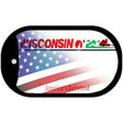 Wisconsin with American Flag Novelty Metal Dog Tag Necklace DT-12378