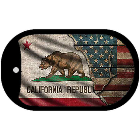 California/American Flag Novelty Metal Dog Tag Necklace DT-12384