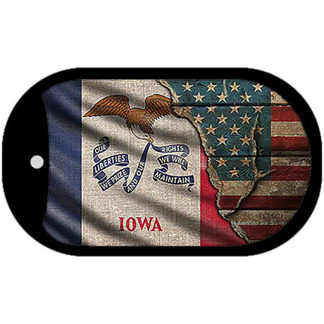 Iowa/American Flag Novelty Metal Dog Tag Necklace DT-12394