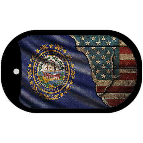 New Hampshire/American Flag Novelty Metal Dog Tag Necklace DT-12408