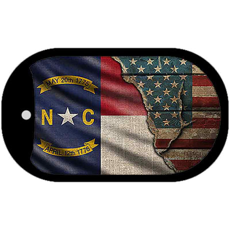 North Carolina/American Flag Novelty Metal Dog Tag Necklace DT-12412