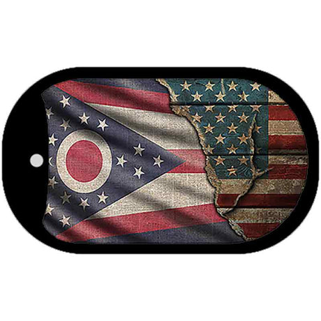 Ohio/American Flag Novelty Metal Dog Tag Necklace DT-12414