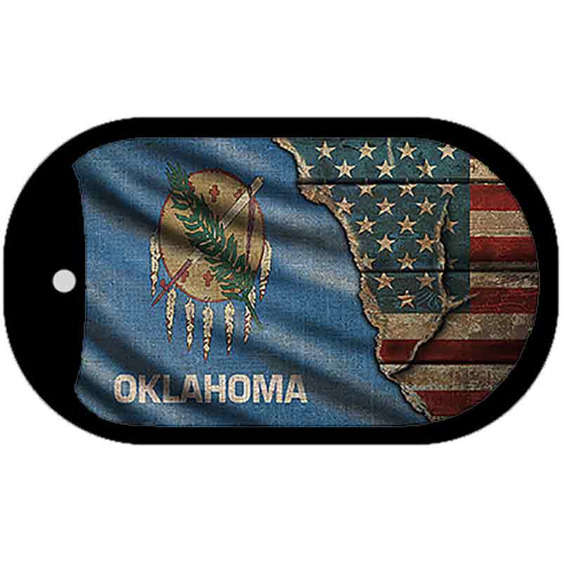 Oklahoma/American Flag Novelty Metal Dog Tag Necklace DT-12415