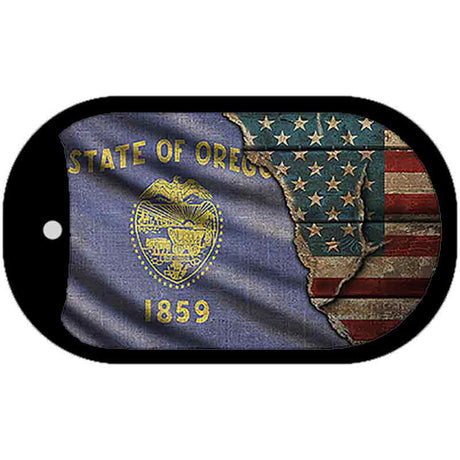 Oregon/American Flag Novelty Metal Dog Tag Necklace DT-12416