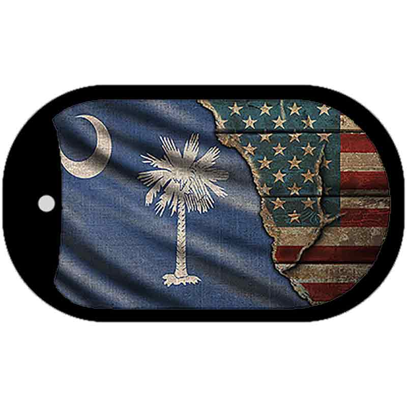 South Carolina/American Flag Novelty Metal Dog Tag Necklace DT-12419