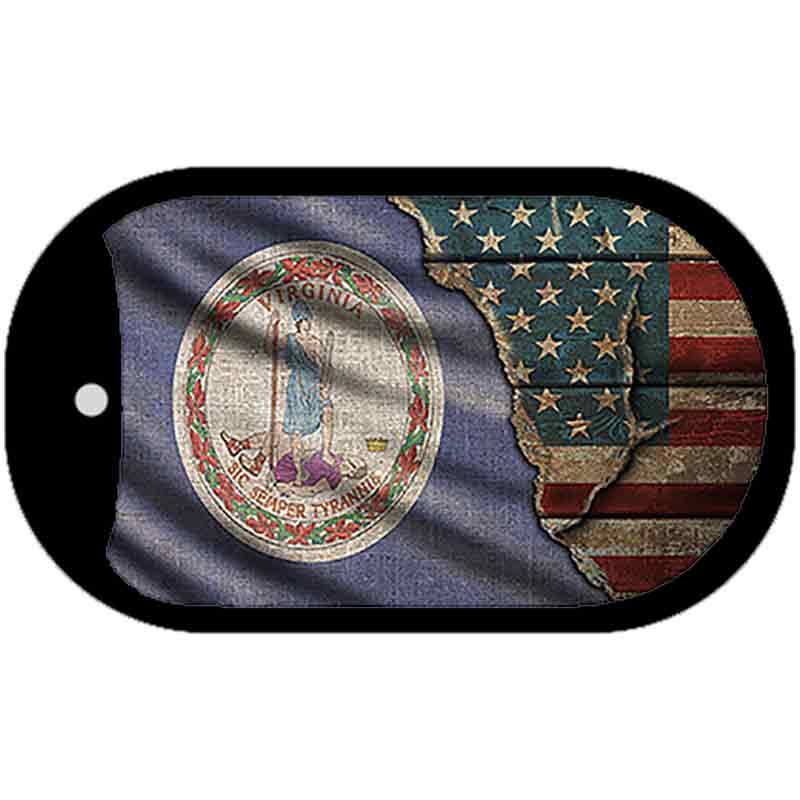 Virginia/American Flag Novelty Metal Dog Tag Necklace DT-12425