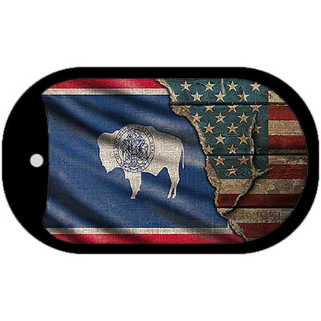 Wyoming/American Flag Novelty Metal Dog Tag Necklace DT-12429