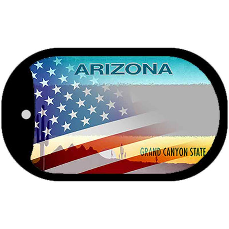 Arizona with American Flag Novelty Metal Dog Tag Necklace DT-12431