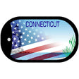 Connecticut with American Flag Novelty Metal Dog Tag Necklace DT-12432