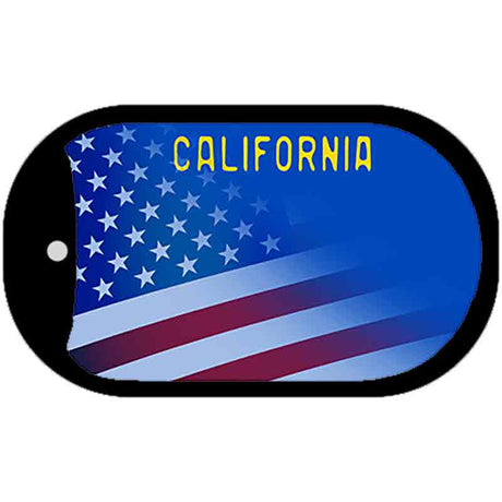 California with American Flag Novelty Metal Dog Tag Necklace DT-12437