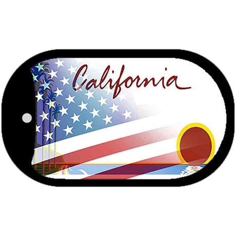 California with American Flag Novelty Metal Dog Tag Necklace DT-12438