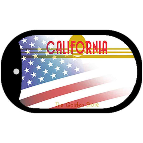 California with American Flag Novelty Metal Dog Tag Necklace DT-12439