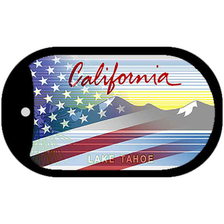 California with American Flag Novelty Metal Dog Tag Necklace DT-12440