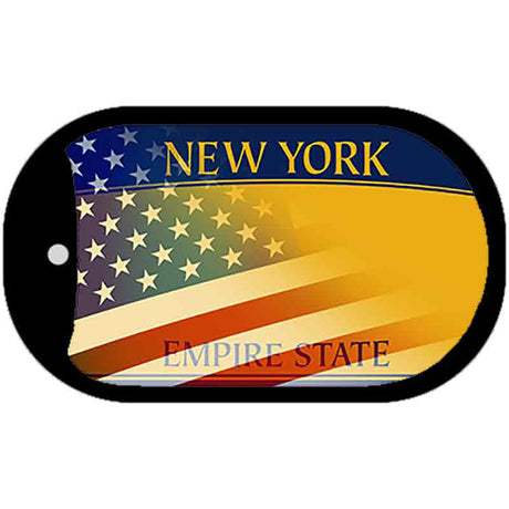 New York with American Flag Novelty Metal Dog Tag Necklace DT-12441