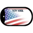 New York with American Flag Novelty Metal Dog Tag Necklace DT-12442