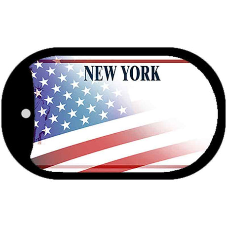 New York with American Flag Novelty Metal Dog Tag Necklace DT-12442