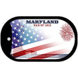 Maryland with American Flag Novelty Metal Dog Tag Necklace DT-12443