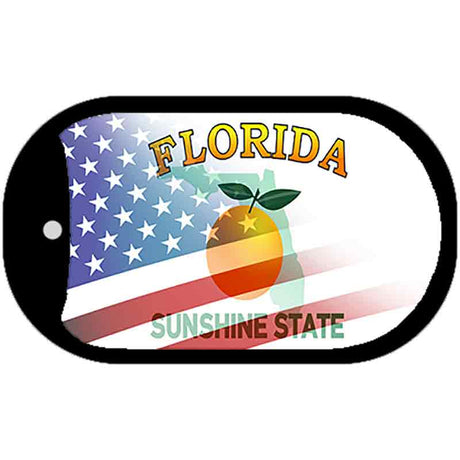 Florida with American Flag Novelty Metal Dog Tag Necklace DT-12446