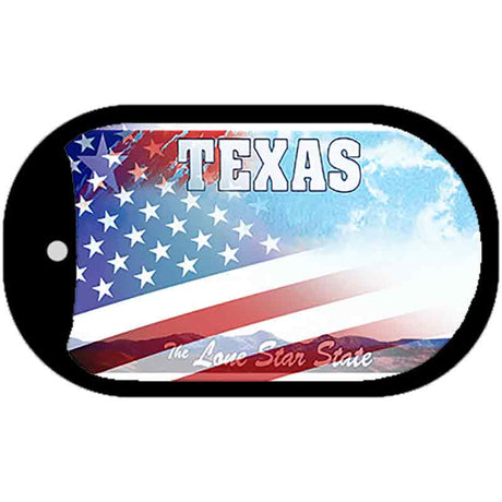 Texas with American Flag Novelty Metal Dog Tag Necklace DT-12454